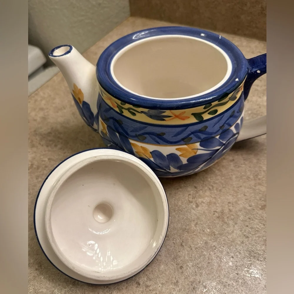 Bloom-Rite Ceramic Blue & Gold Teapot - Picture 10 of 11